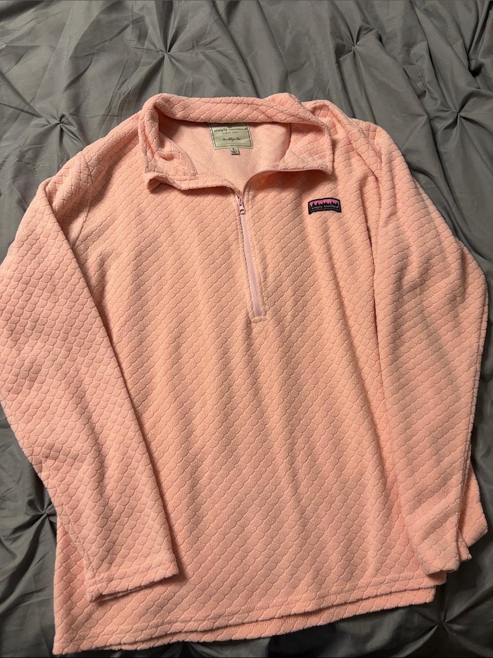 Simply Southern Light Pink Quilted Half-Zip Pullover